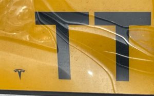 テスラのロゴ付きナンバープレート