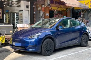 紺色のテスラ車